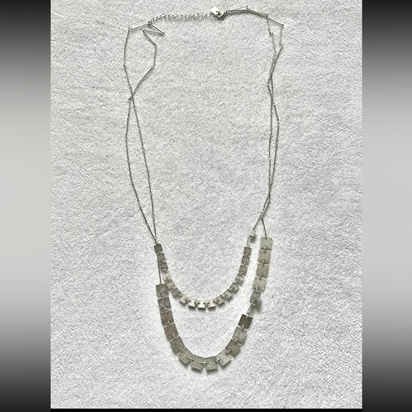 Double layer square disc silver necklace 30” from Anthropologie - Picture 4 of 7